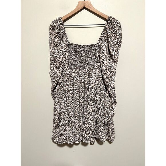 Abercrombie & Fitch Puff Sleeve Ruffle Smocked Mini Dress Women's Size Large - Picture 5 of 11